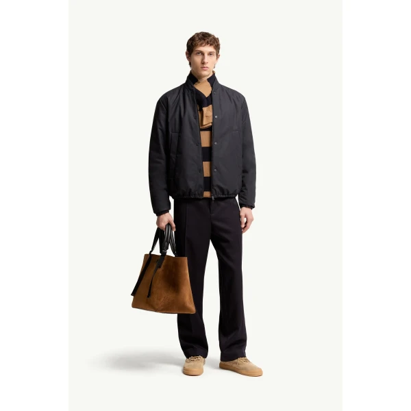 Moncler Tafoni Reversible Down Bomber Jacket in Navy Blue, view 2 | Men's Jackets | Coveti