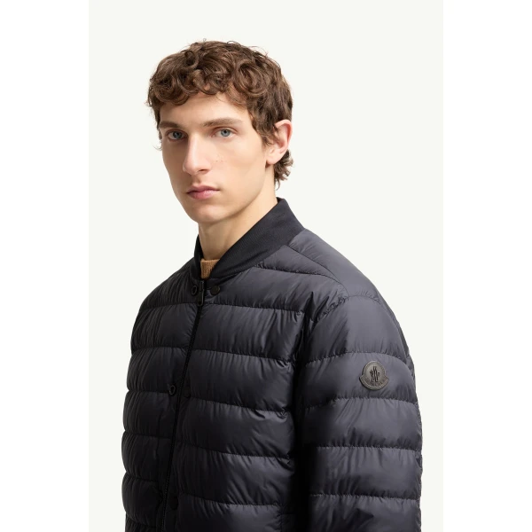 Moncler Tafoni Reversible Down Bomber Jacket in Navy Blue, view 3 | Men's Jackets | Coveti