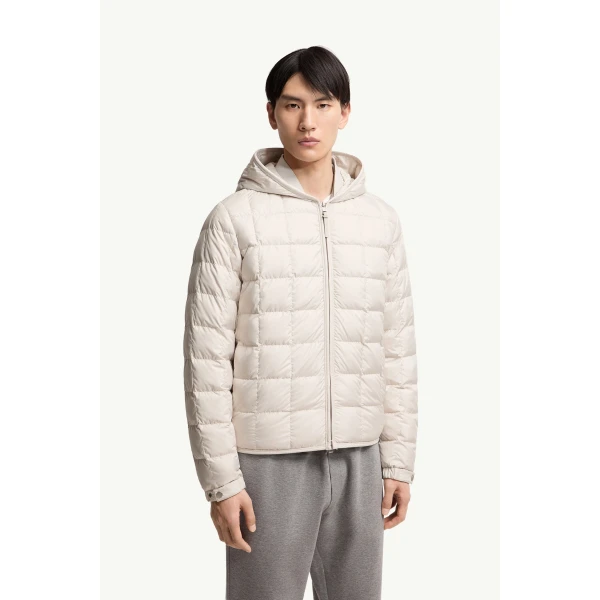 Moncler Tahrir Square-Quilted Hooded Down Jacket in Light Beige, view 4 | Men's Jackets | Coveti