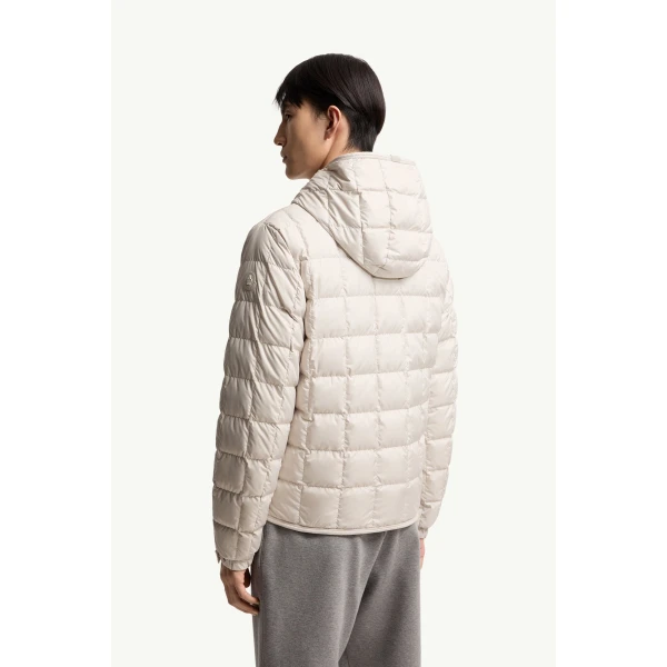 Moncler Tahrir Square-Quilted Hooded Down Jacket in Light Beige, view 5 | Men's Jackets | Coveti