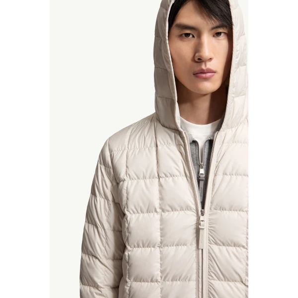 Moncler Tahrir Square-Quilted Hooded Down Jacket in Light Beige, view 6 | Men's Jackets | Coveti