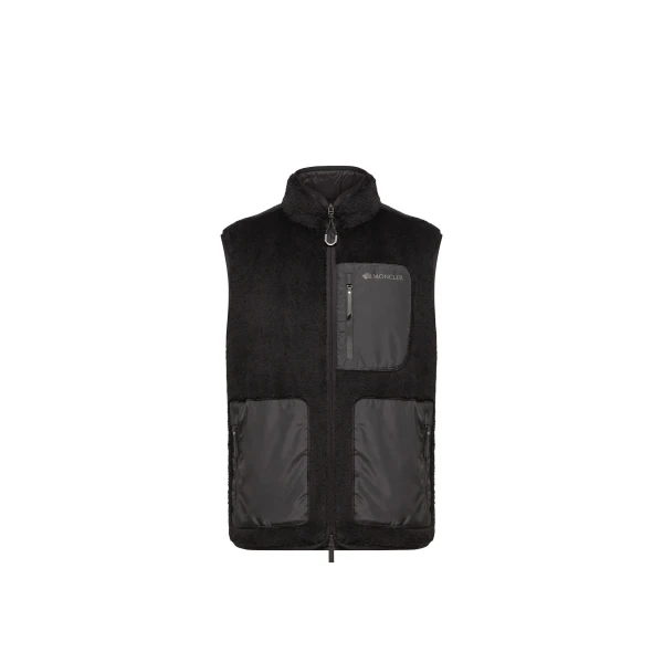 Teddy Fleece Reversible Down Gilet in Black