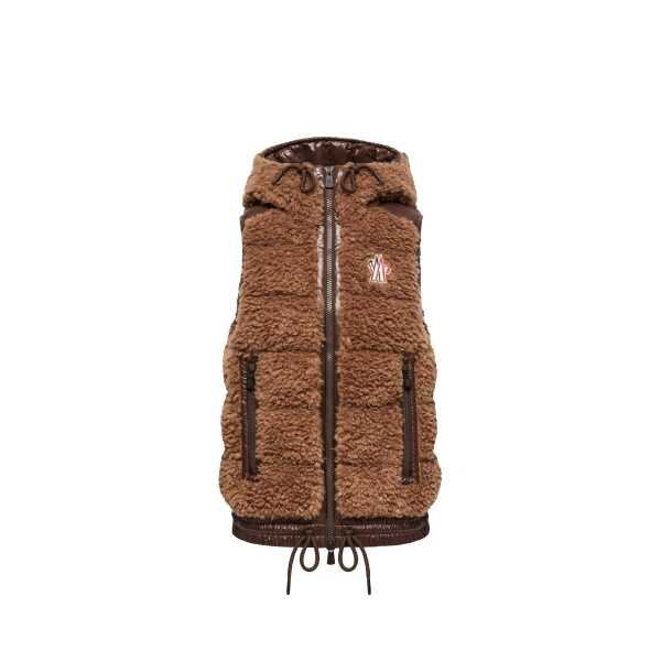 Teddy Hooded Insulated Gilet in Brown