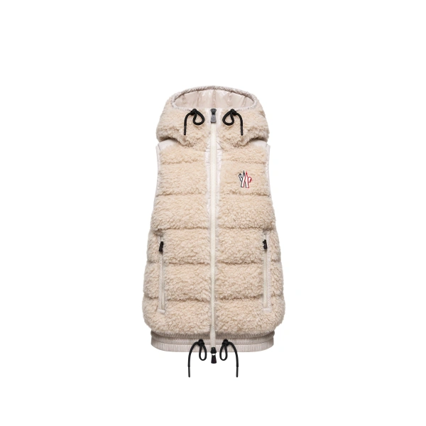Teddy Hooded Insulated Gilet in Light Beige