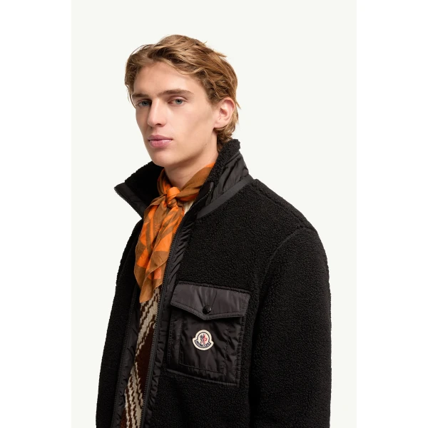 Moncler Teddy Zip-Up Sweatshirt in Black, view 3 | Men's Sweatshirts | Coveti