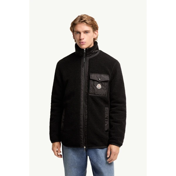 Moncler Teddy Zip-Up Sweatshirt in Black, view 4 | Men's Sweatshirts | Coveti
