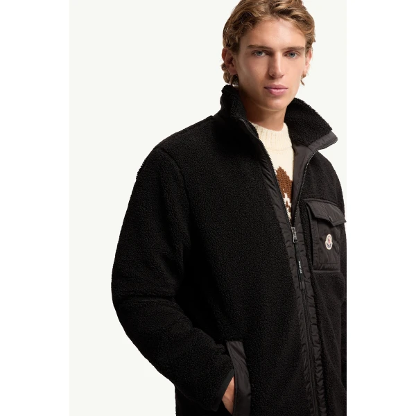 Moncler Teddy Zip-Up Sweatshirt in Black, view 6 | Men's Sweatshirts | Coveti