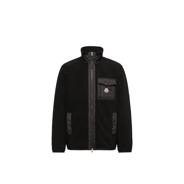 Moncler Teddy Zip-Up Sweatshirt in Black | Men's Sweatshirts | Coveti