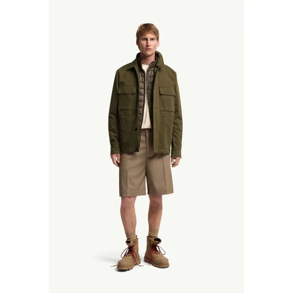 Moncler Thaldrik 3-in-1 Down Field Jacket in Olive Green, view 2 | Men's Jackets | Coveti