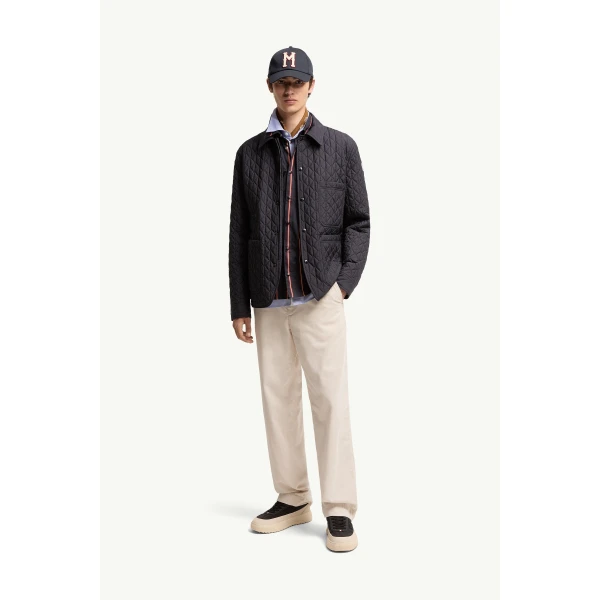 Moncler Theoline Diamond-Quilted Padded Jacket in Navy Blue, view 2 | Men's Jackets | Coveti