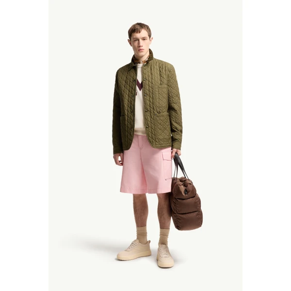 Moncler Theoline Diamond-Quilted Padded Jacket in Olive Green, view 2 | Men's Jackets | Coveti