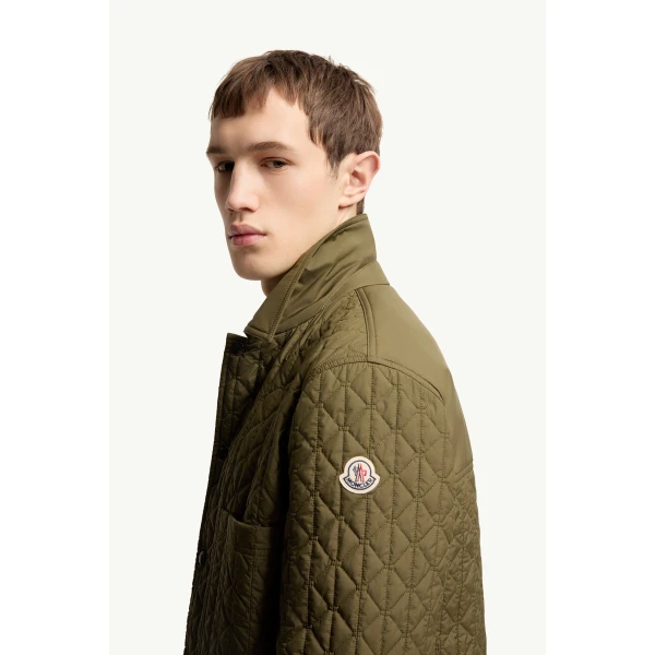 Moncler Theoline Diamond-Quilted Padded Jacket in Olive Green, view 3 | Men's Jackets | Coveti