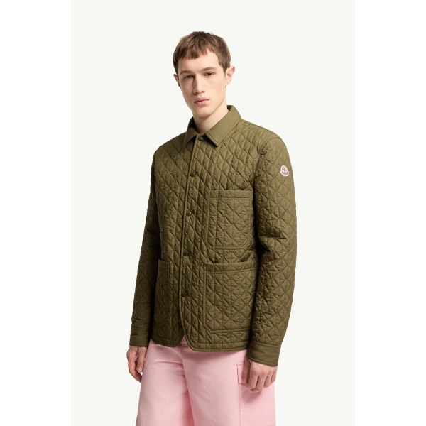 Moncler Theoline Diamond-Quilted Padded Jacket in Olive Green, view 4 | Men's Jackets | Coveti