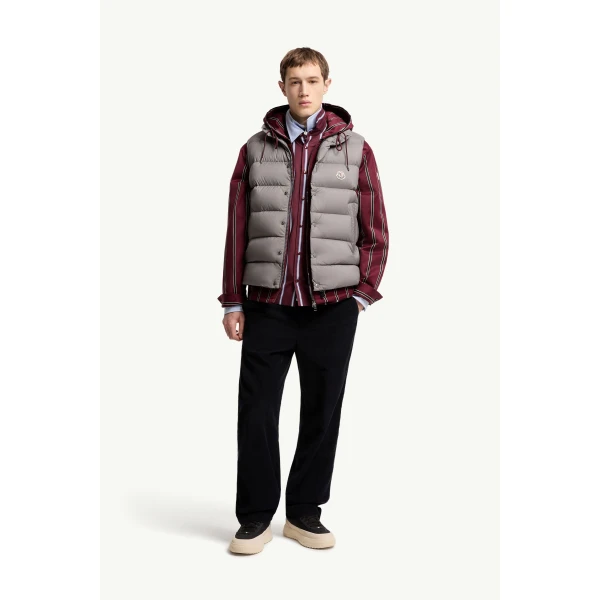 Moncler Tibb Down Gilet in Gray, view 2 | Men's Jackets | Coveti