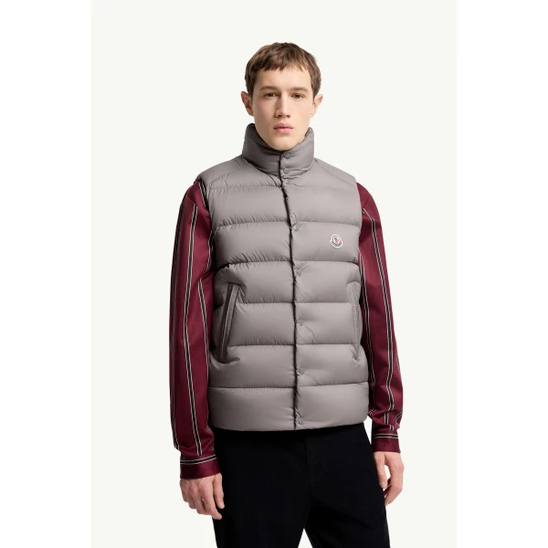 Moncler Tibb Down Gilet in Gray, view 4 | Men's Jackets | Coveti