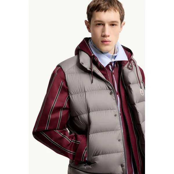 Moncler Tibb Down Gilet in Gray, view 6 | Men's Jackets | Coveti