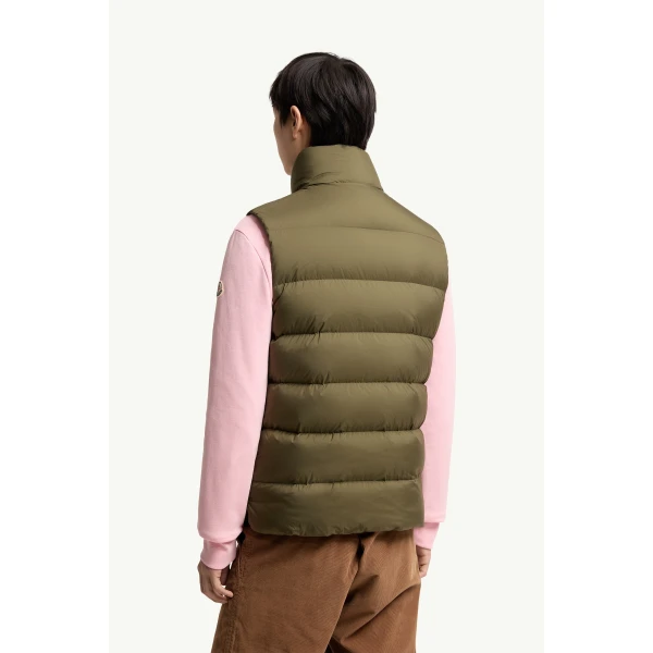Moncler Tibb Down Gilet in Olive Green, view 5 | Men's Jackets | Coveti