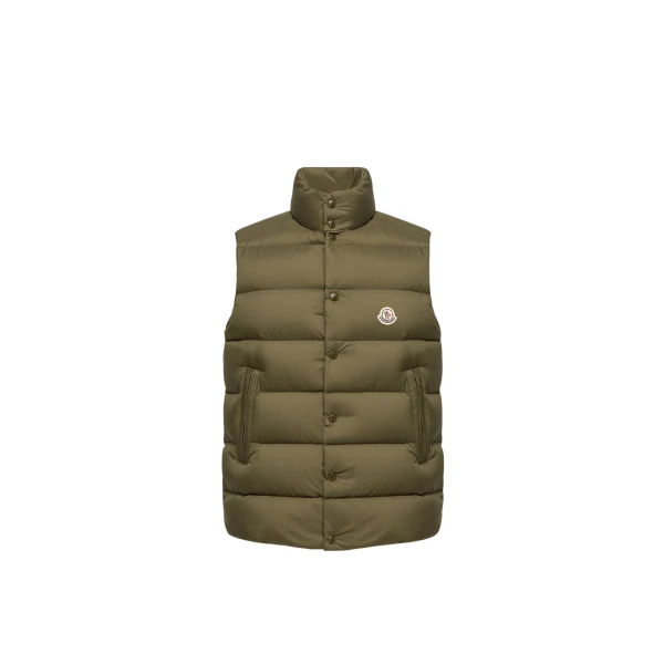 Moncler Tibb Down Gilet in Olive Green | Men's Jackets | Coveti