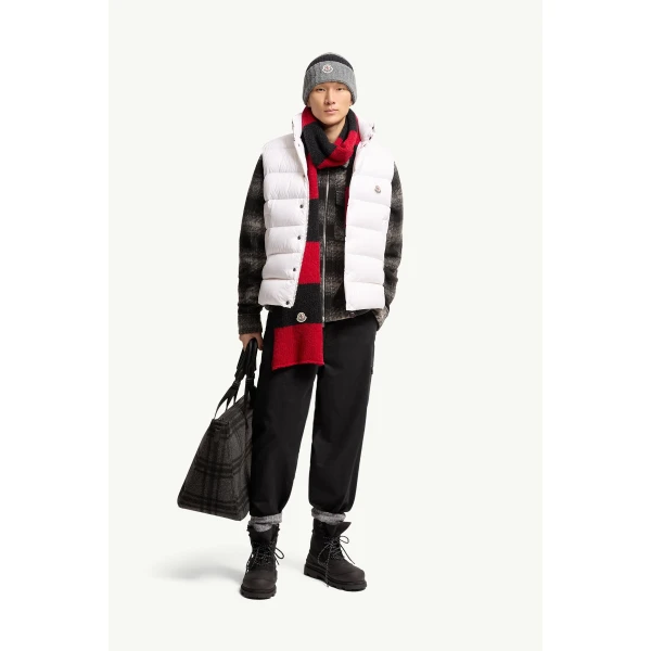 Moncler Tibb Down Gilet in White, view 2 | Men's Jackets | Coveti
