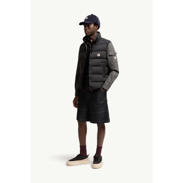 Moncler Tibb Matte Down Gilet in Black, view 2 | Men's Jackets | Coveti
