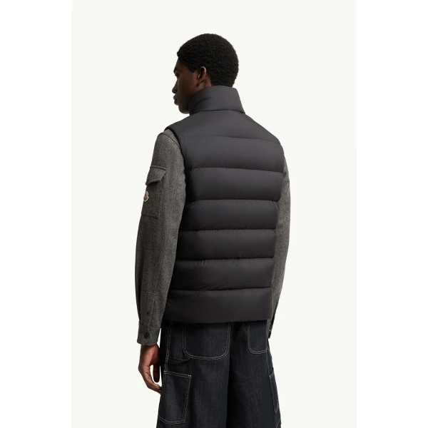 Moncler Tibb Matte Down Gilet in Black, view 5 | Men's Jackets | Coveti