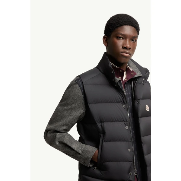 Moncler Tibb Matte Down Gilet in Black, view 6 | Men's Jackets | Coveti