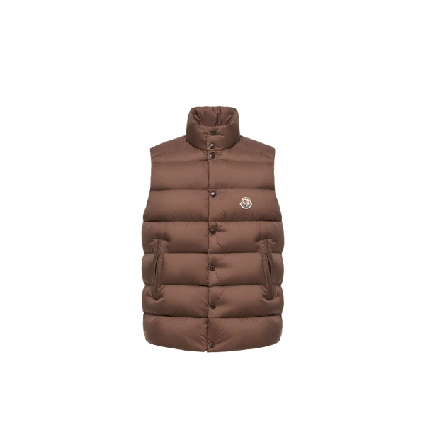 Moncler Tibb Matte Down Gilet in Brown | Men's Jackets | Coveti