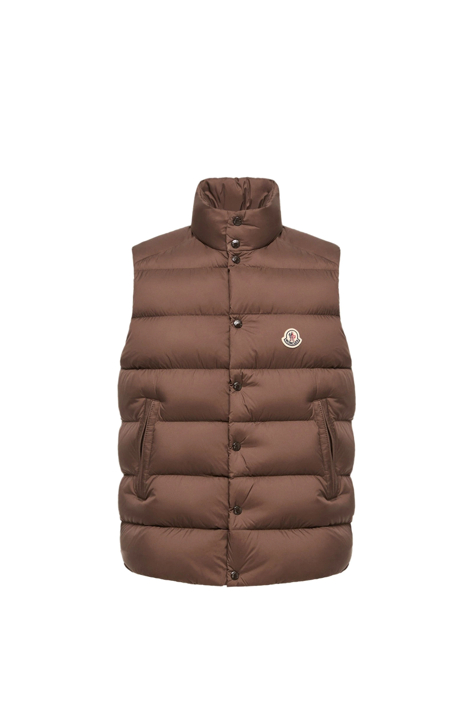 Moncler Tibb Matte Down Gilet in Brown Moncler Tibb Matte Down Gilet in Brown | Men's Jackets | Coveti