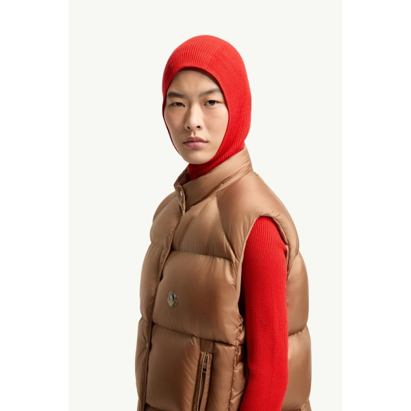 Moncler Tibb Reversible Down Gilet in Beige, view 3 | Women's Vests and Gilets | Coveti