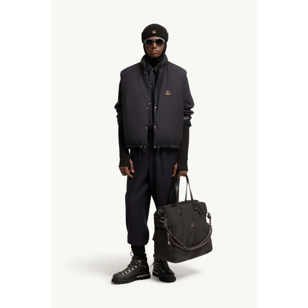 Moncler Tibb Reversible Down Gilet in Navy Blue, view 2 | Men's Jackets | Coveti
