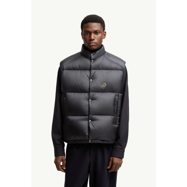 Moncler Tibb Reversible Down Gilet in Navy Blue, view 4 | Men's Jackets | Coveti