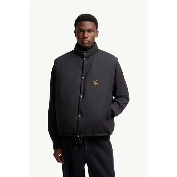 Moncler Tibb Reversible Down Gilet in Navy Blue, view 6 | Men's Jackets | Coveti