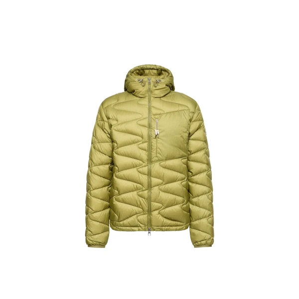 Moncler Tidone Hooded Wave Quilted Short Down Jacket in Lime Green | Men's Jackets | Coveti