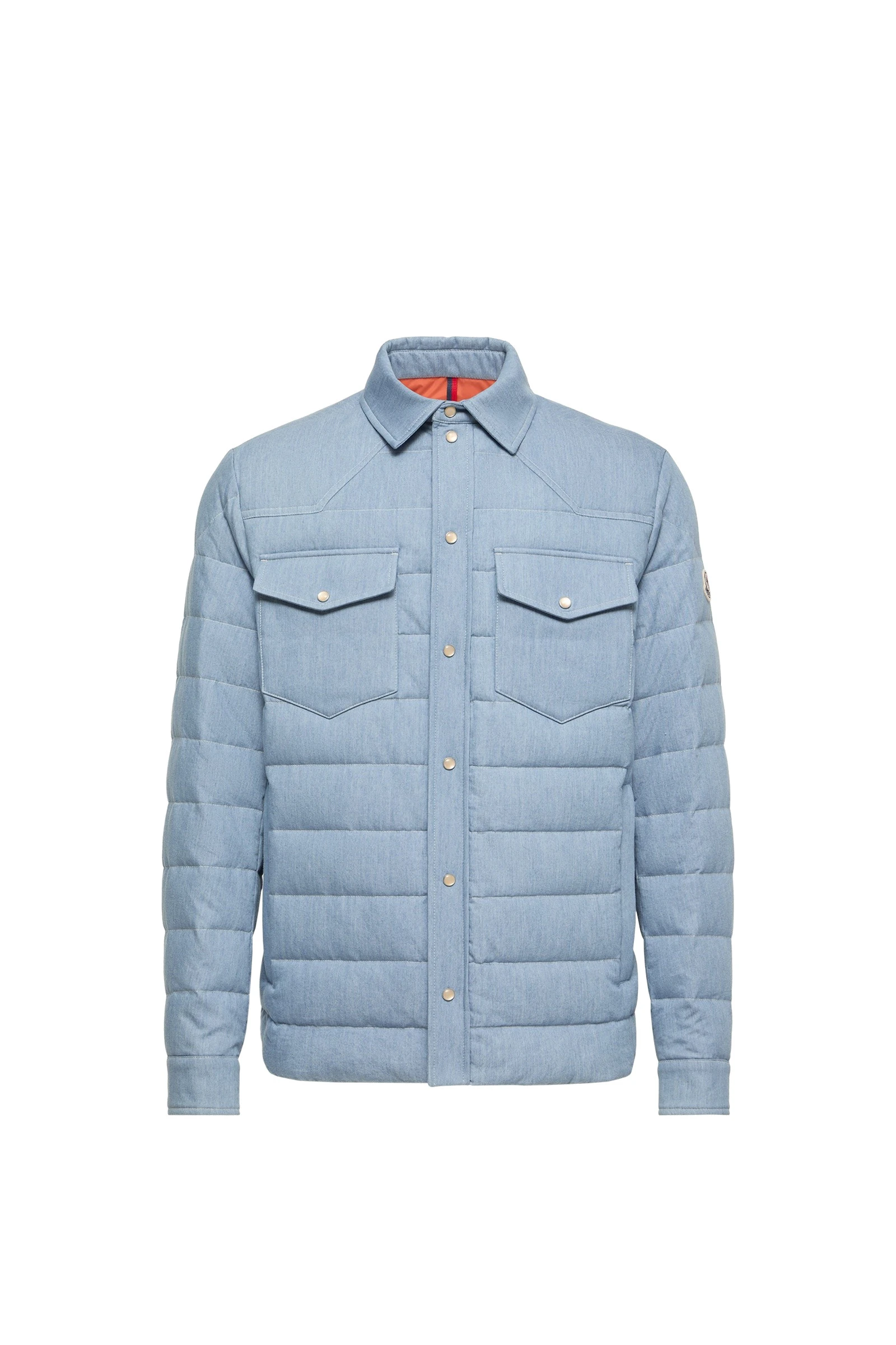 Moncler Tiriol Denim Down Shirt Jacket in Light Blue Moncler Tiriol Denim Down Shirt Jacket in Light Blue | Men's Jackets | Coveti