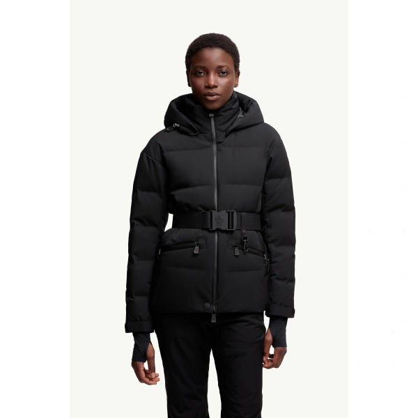 Moncler Tolima Hooded Insulated Ski Jacket in Black, view 4 | Women's Ski Jackets | Coveti