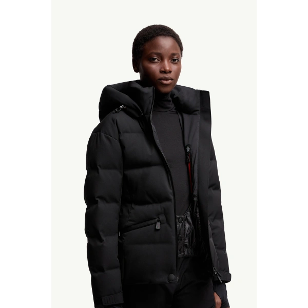 Moncler Tolima Hooded Insulated Ski Jacket in Black, view 6 | Women's Ski Jackets | Coveti