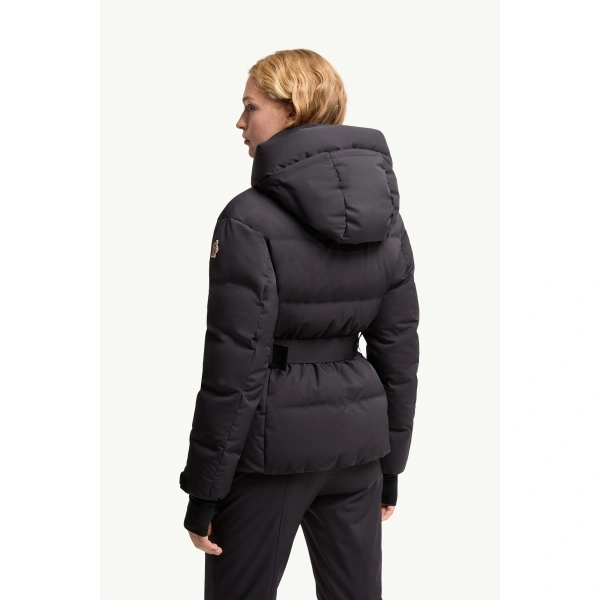Moncler Tolima Hooded Insulated Ski Jacket in Navy Blue, view 5 | Women's Ski Jackets | Coveti