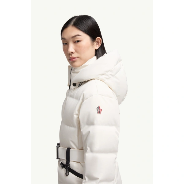 Moncler Tolima Hooded Insulated Ski Jacket in White, view 3 | Women's Ski Jackets | Coveti