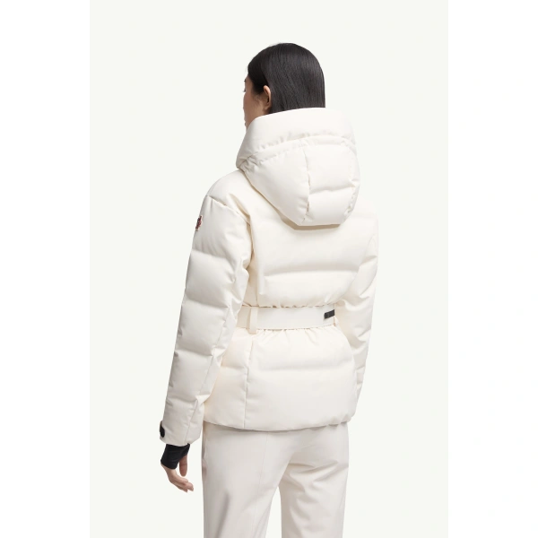 Moncler Tolima Hooded Insulated Ski Jacket in White, view 5 | Women's Ski Jackets | Coveti