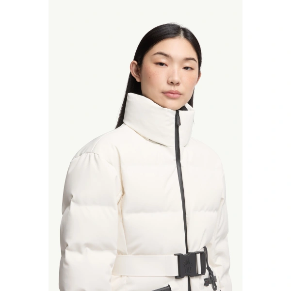 Moncler Tolima Hooded Insulated Ski Jacket in White, view 6 | Women's Ski Jackets | Coveti