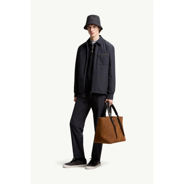 Moncler Tollymore Down Shirt Jacket in Navy Blue, view 2 | Men's Jackets | Coveti