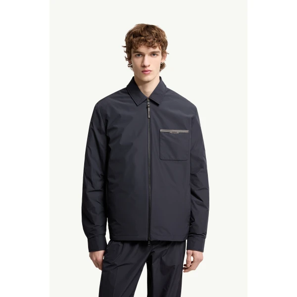 Moncler Tollymore Down Shirt Jacket in Navy Blue, view 4 | Men's Jackets | Coveti