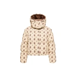 Moncler Torcol Floral Hooded 2-in-1 Down Jacket in Light Beige | Women's Puffer Jackets | Coveti