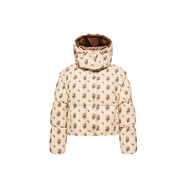 Torcol Floral Hooded 2-in-1 Down Jacket in Light Beige