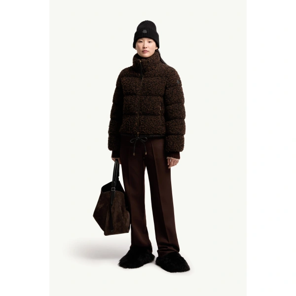 Moncler Trascendance Tweed Short Down Jacket in Black, view 2 | Women's Tweed Jackets | Coveti