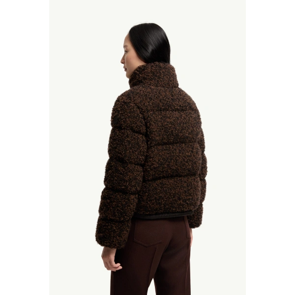 Moncler Trascendance Tweed Short Down Jacket in Black, view 5 | Women's Tweed Jackets | Coveti