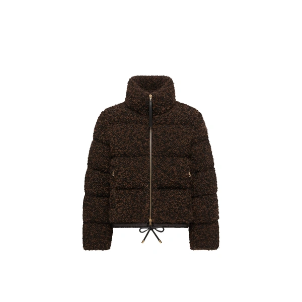 Moncler Trascendance Tweed Short Down Jacket in Black | Women's Tweed Jackets | Coveti