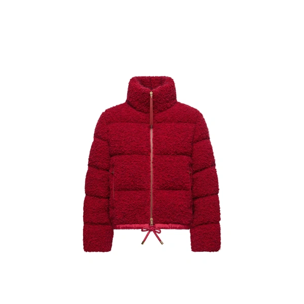 Moncler Trascendance Tweed Short Down Jacket in Red | Women's Tweed Jackets | Coveti