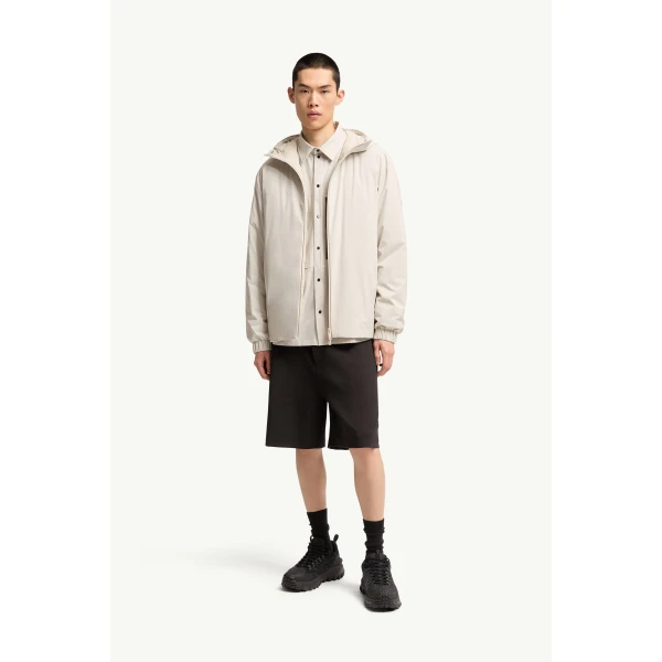Moncler Trelatete Hooded Down Jacket in Light Beige, view 2 | Men's Jackets | Coveti