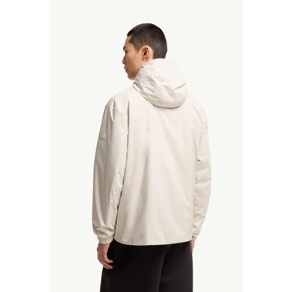 Moncler Trelatete Hooded Down Jacket in Light Beige, view 5 | Men's Jackets | Coveti